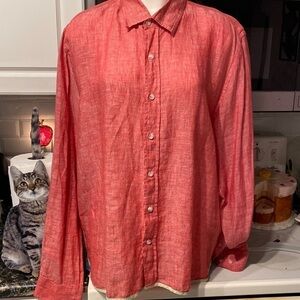 M Report Collection button down long sleeve solid red plus size shirt XXL. EUC
